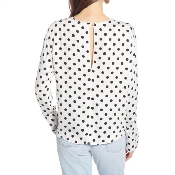 Something Navy Black/White Polka Dot Pullover Blouse Size Small - Picture 2 of 7